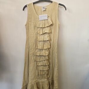 Parsley & Sage Beige Ruffle Midi Dress